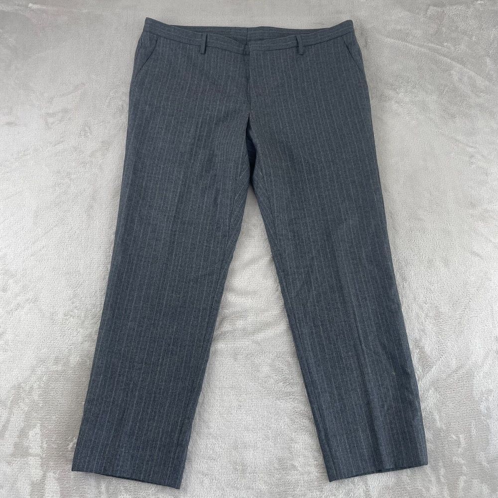ETRO 56 Dress Pants Men 38x29 Grey Pinstripe Wool‎ Straight Fit Made in Italy